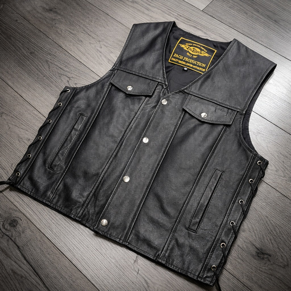 Gilet Biker Ghost Rider in Pelle – Dipinto a Mano | Custom Motorcycle Style TG M