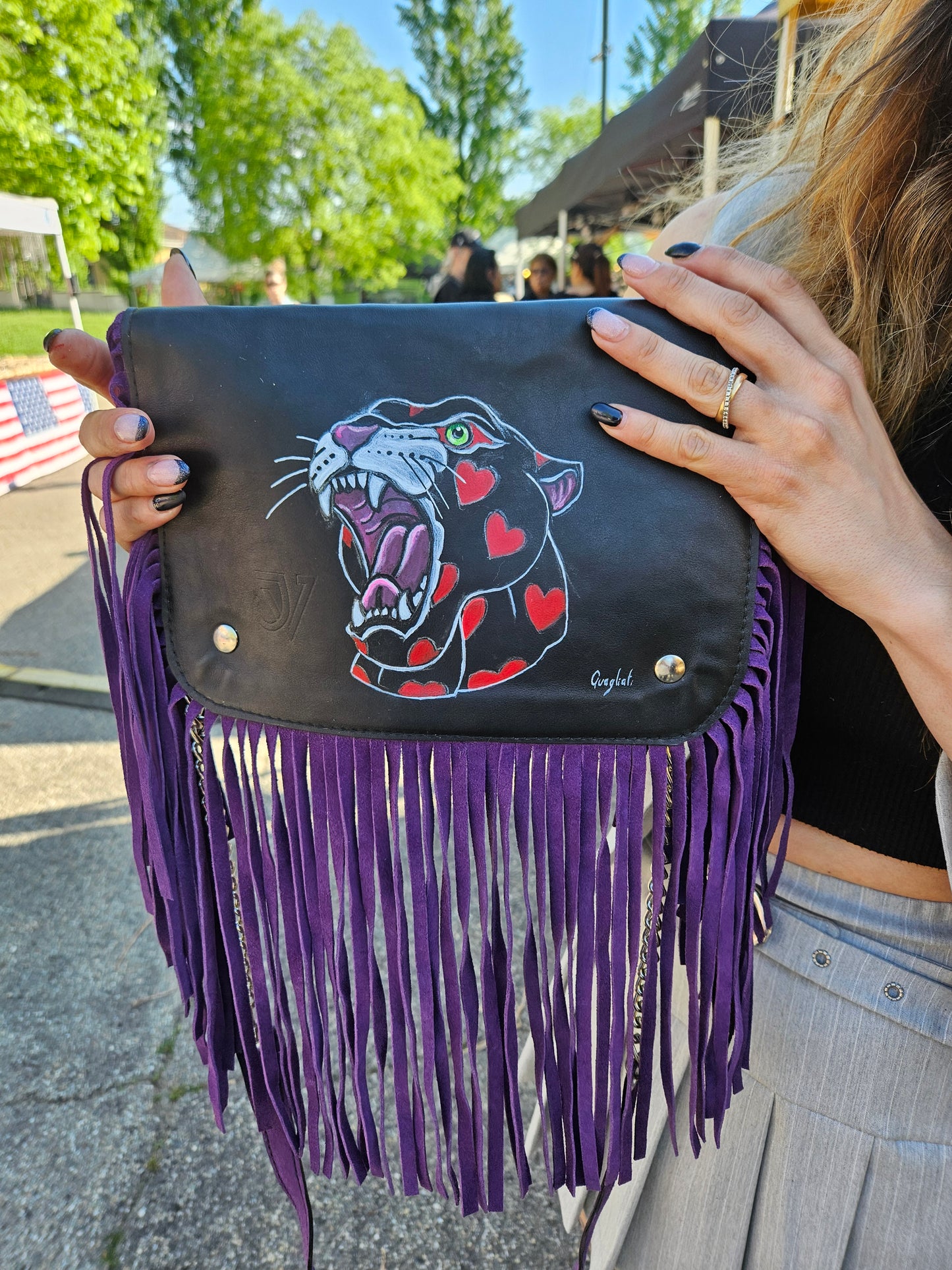 borsa in pelle dipinta a mano LEOPARDO