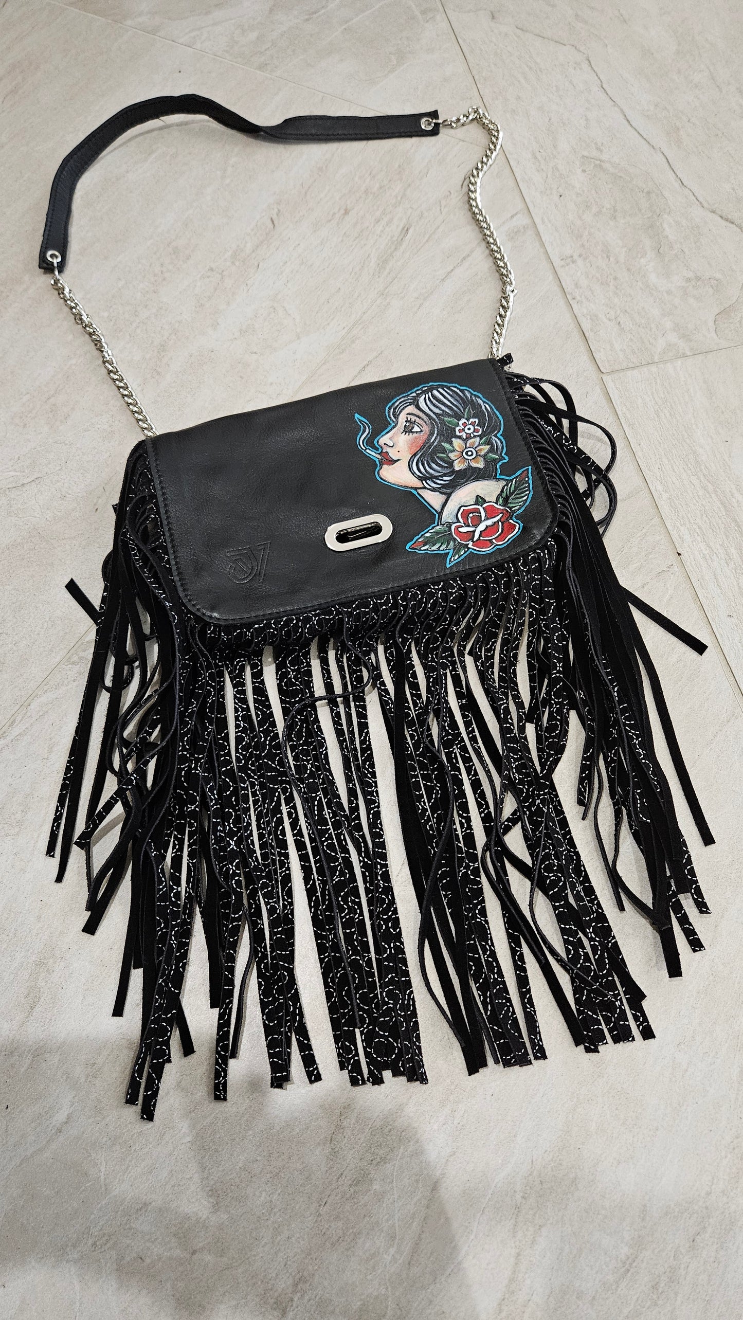 borsa in pelle dipinta a mano OLD SCHOOL