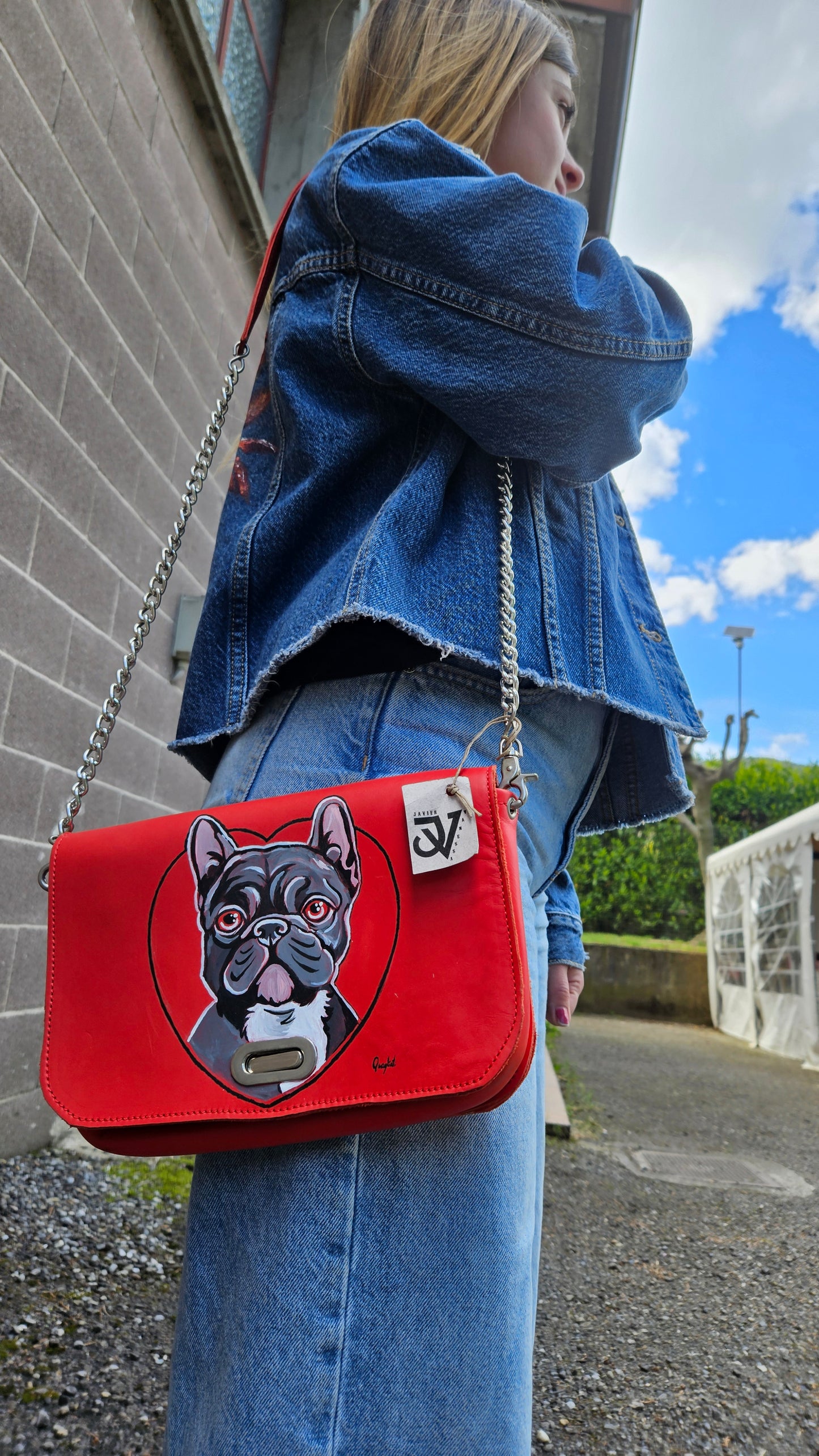borsa in pelle dipinta a mano