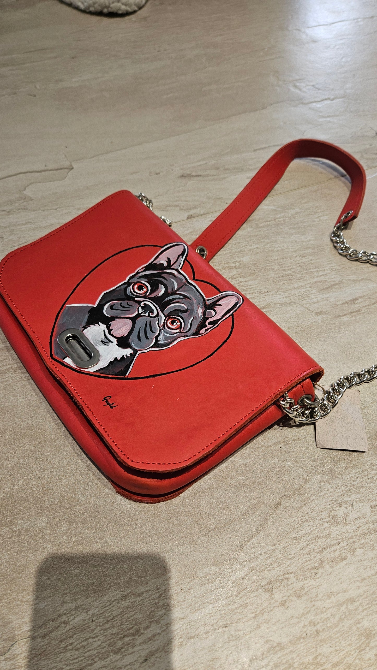 borsa in pelle dipinta a mano