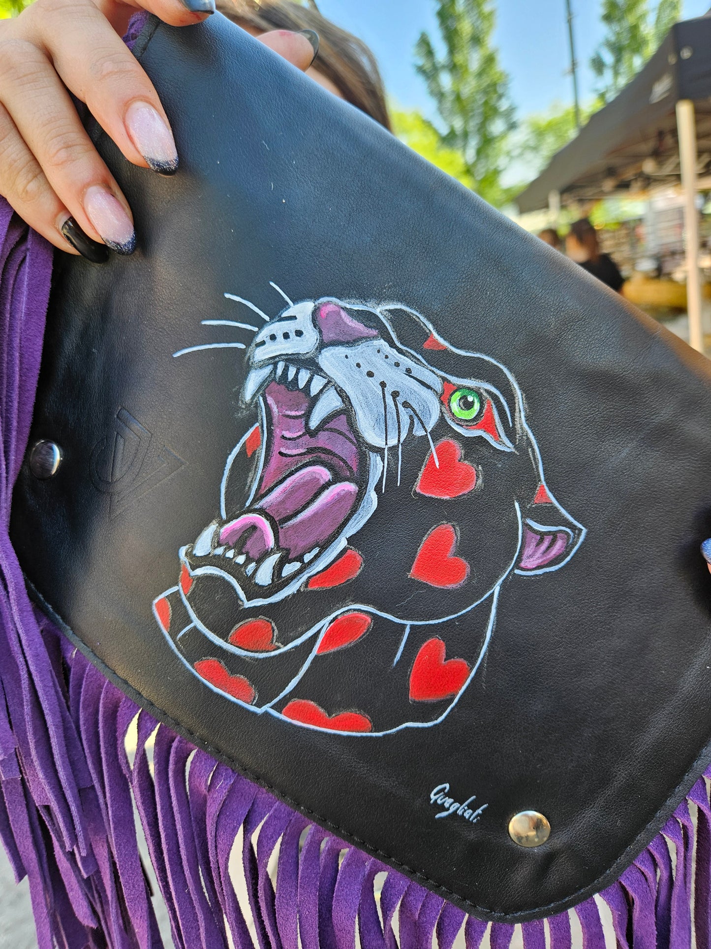 borsa in pelle dipinta a mano LEOPARDO