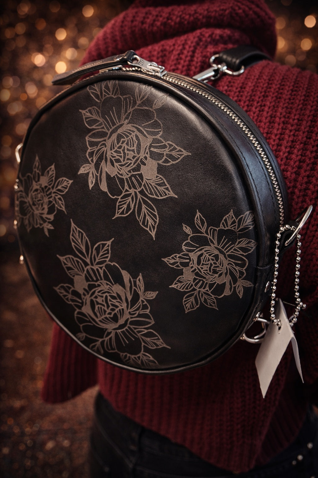 TIGER hand painted leather bag with svarovski