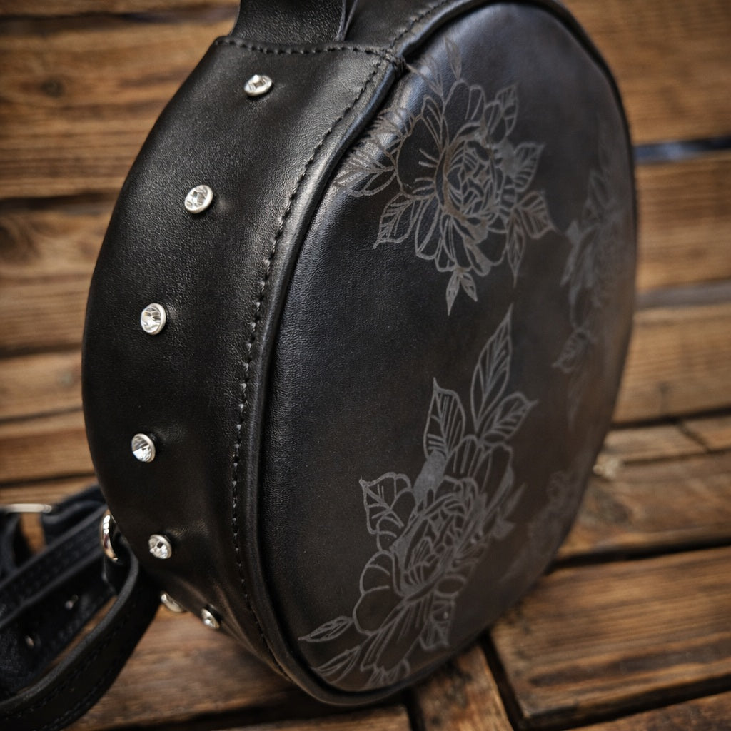 TIGER hand painted leather bag with svarovski