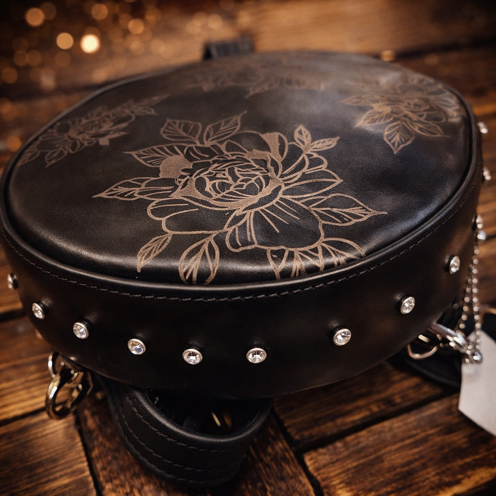 TIGER hand painted leather bag with svarovski