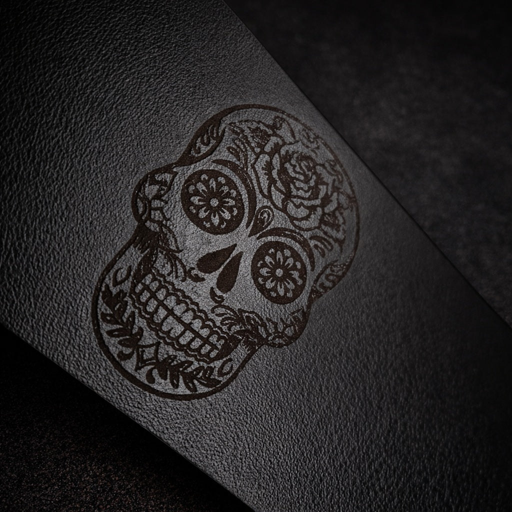 Genuine leather bracelet with laser-etched skull – Made in Italy – Handcrafted
