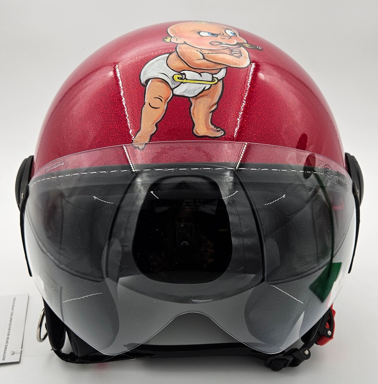 Casco jet dipinto a mano Rosso