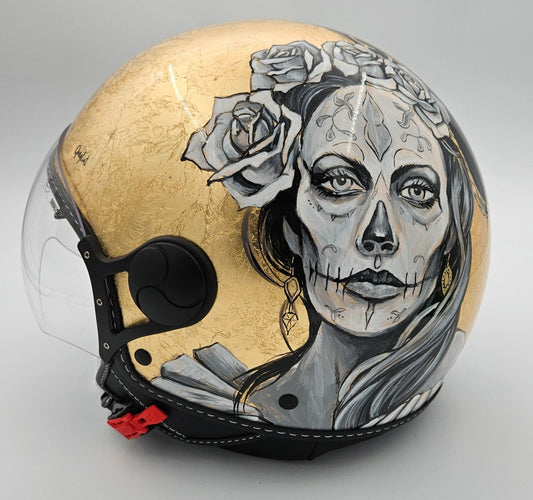 Casco jet dipinto a mano "Oro di Vita e Memoria"