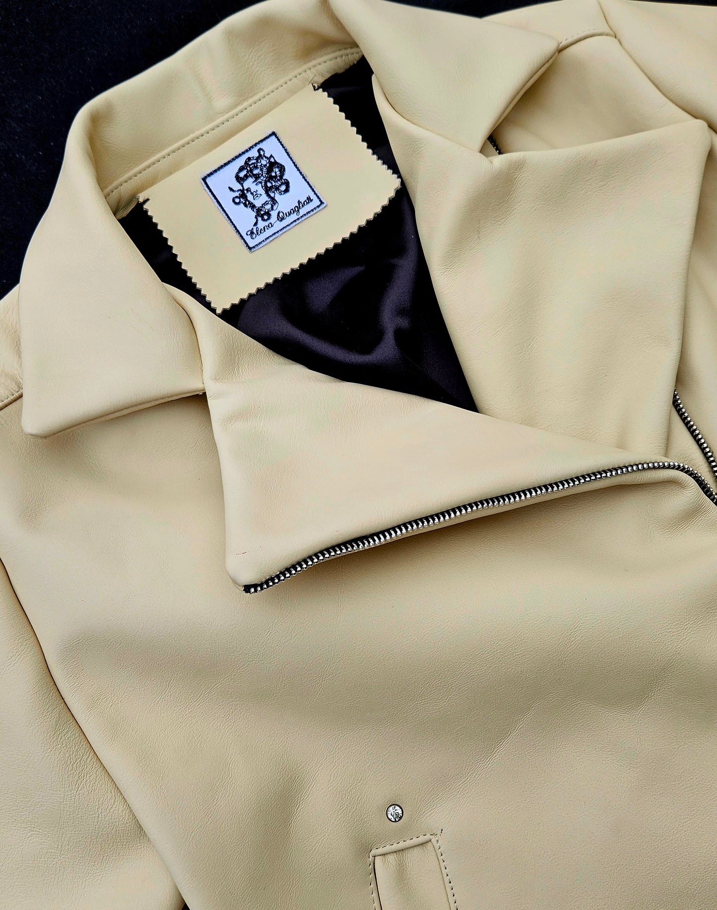 Hand-Painted Genuine Leather Jacket with Swarovski – Skull & Queen | Made in Italy | One of a Kind