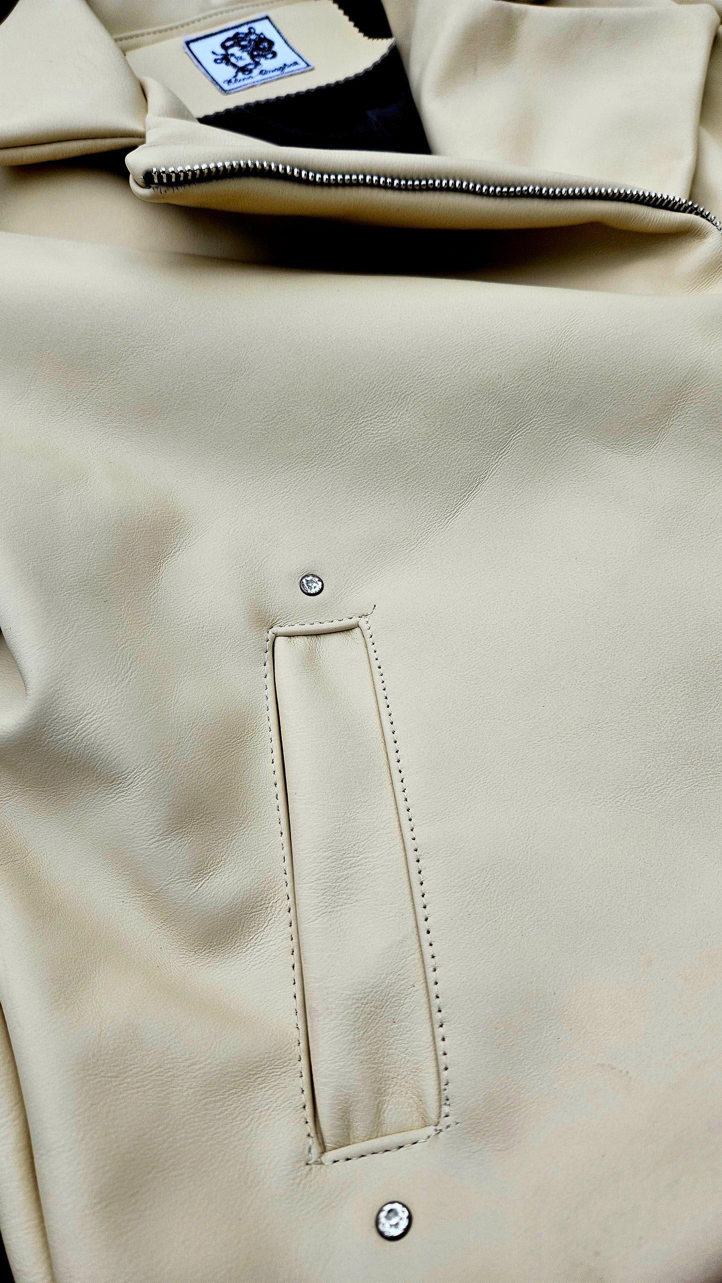 Hand-Painted Genuine Leather Jacket with Swarovski – Skull & Queen | Made in Italy | One of a Kind