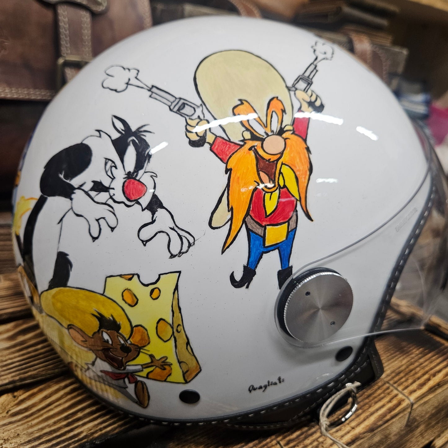 Casco jet dipinto a mano Road Runner