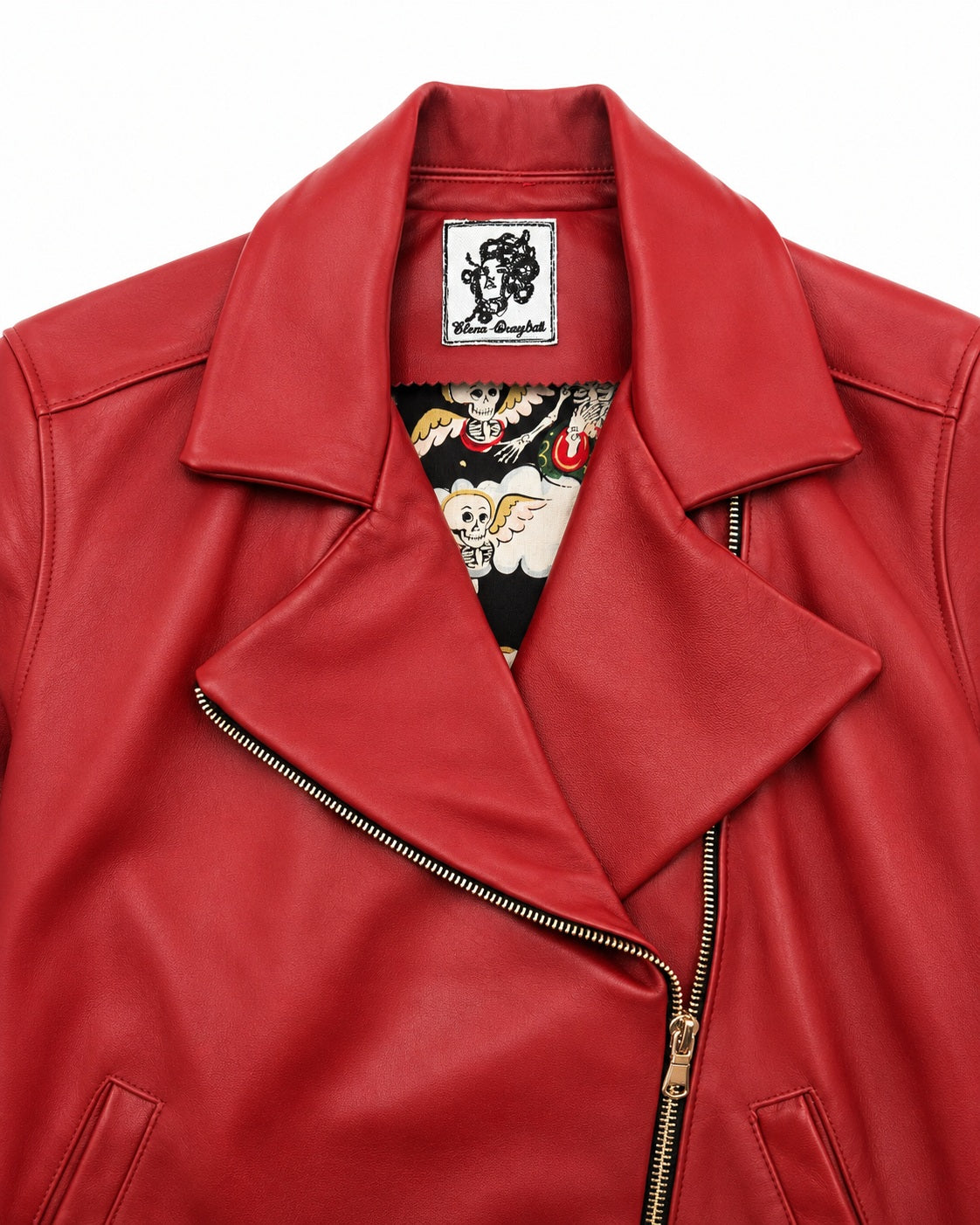 Gilet in nappa rossa Made in Italy con Fodera teschi – Over Cropped