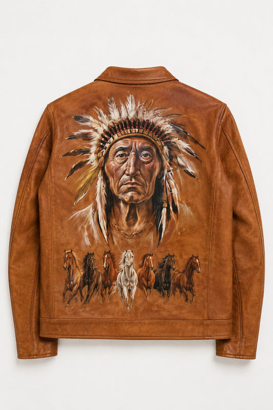 Giacca in pelle- Spirito Indiano_ made in Italy