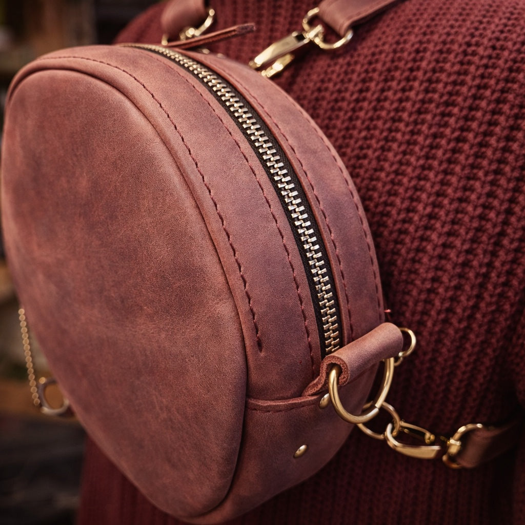 Bordeaux Leather Backpack Bag – Made in Italy