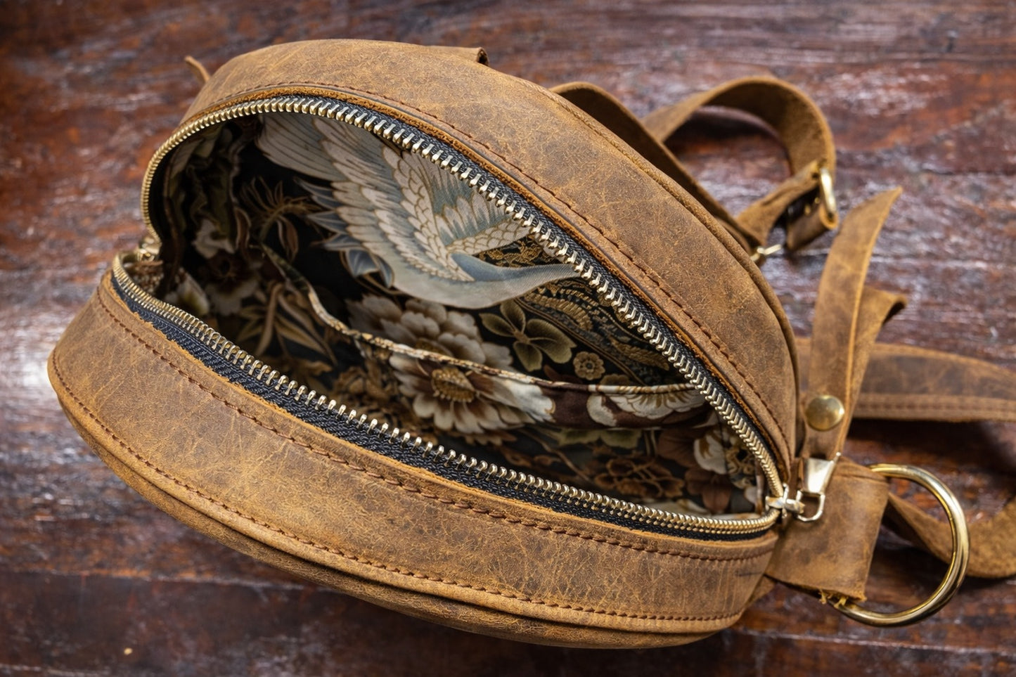 TIGER hand painted leather bag with svarovski