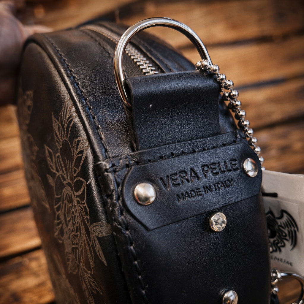 TIGER hand painted leather bag with svarovski