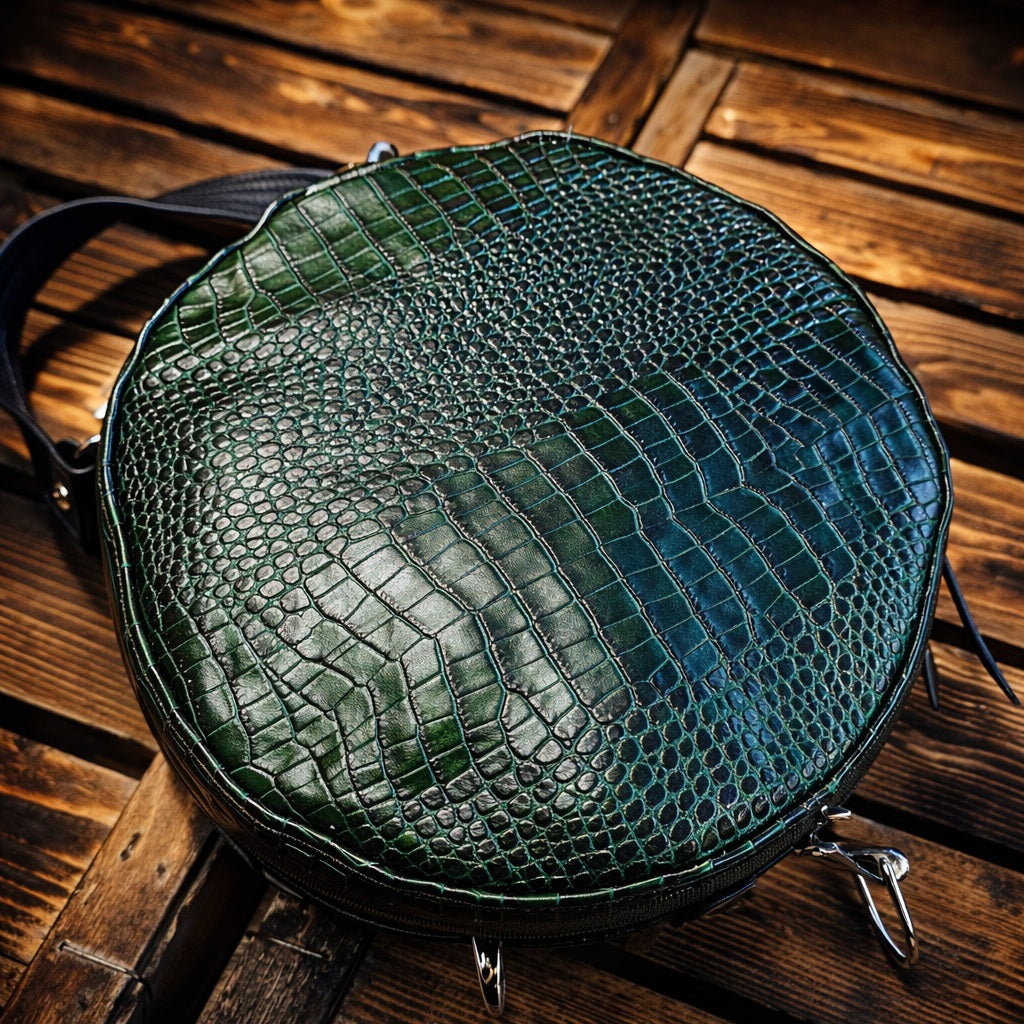 Borsa-Zaino rotonda in pelle effetto coccodrillo – Made in Italy