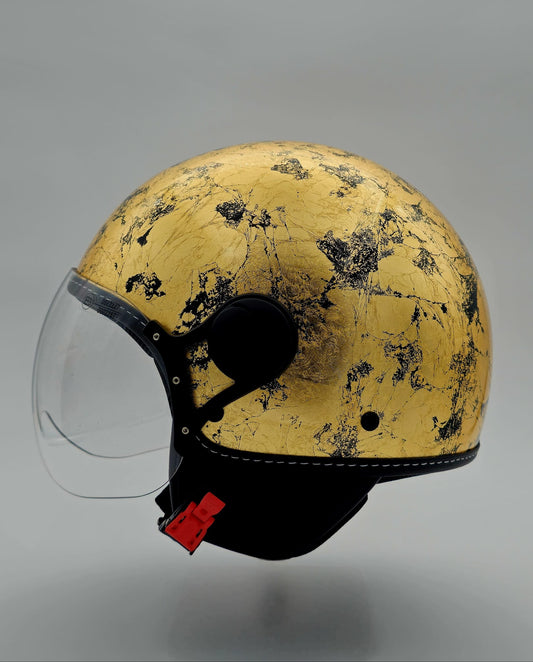 Gold Leaf Jet Motorcycle Helmet