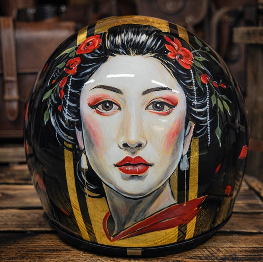 Golden Muse – Casco Open Face in Foglia Oro Dipinto a Mano | Made in Italy