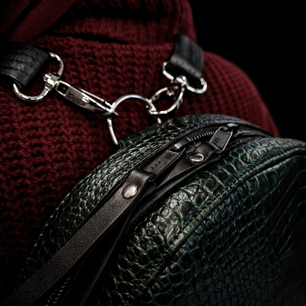 Borsa-Zaino rotonda in pelle effetto coccodrillo – Made in Italy