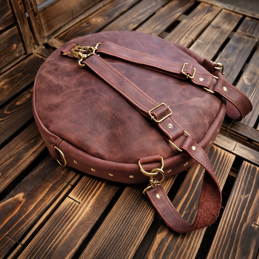 Bordeaux Leather Backpack Bag – Made in Italy