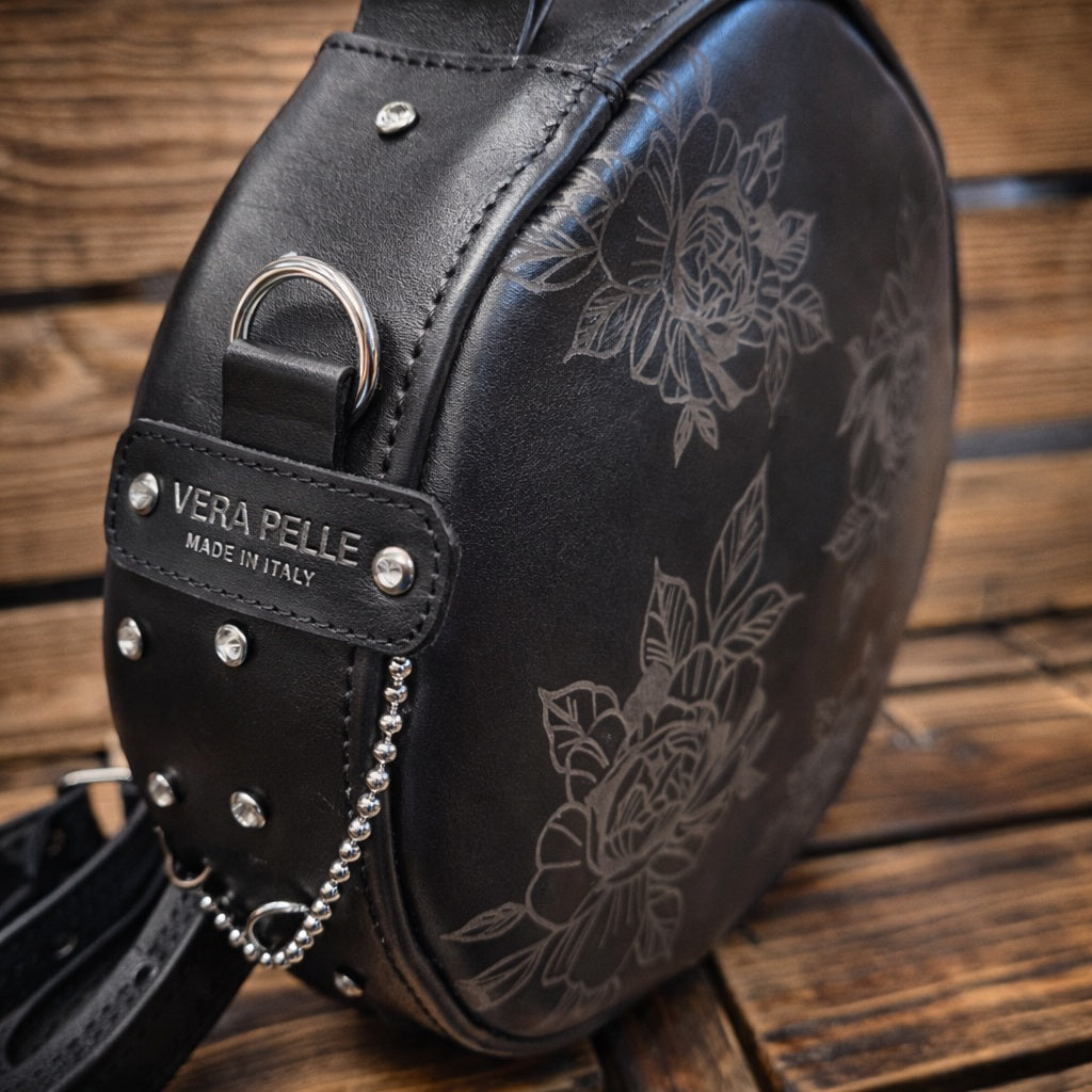 TIGER hand painted leather bag with svarovski