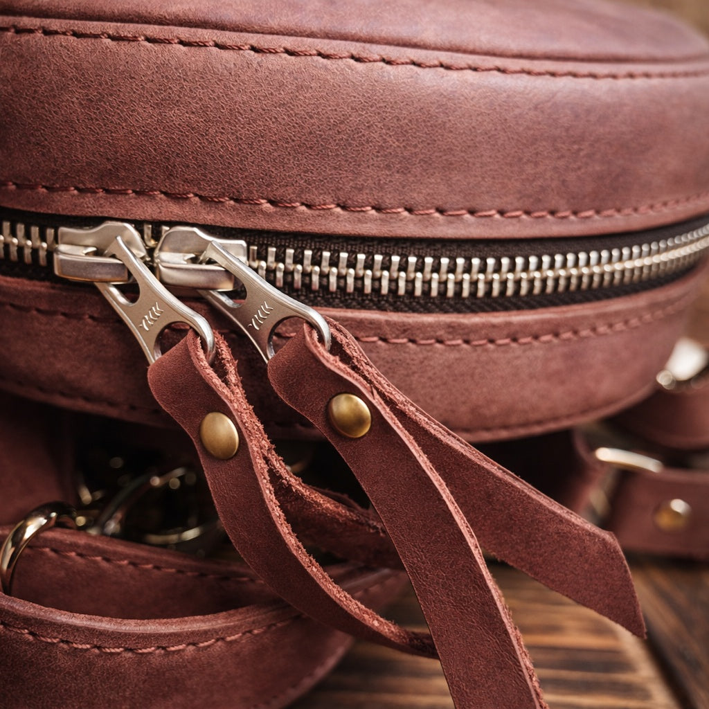 Bordeaux Leather Backpack Bag – Made in Italy