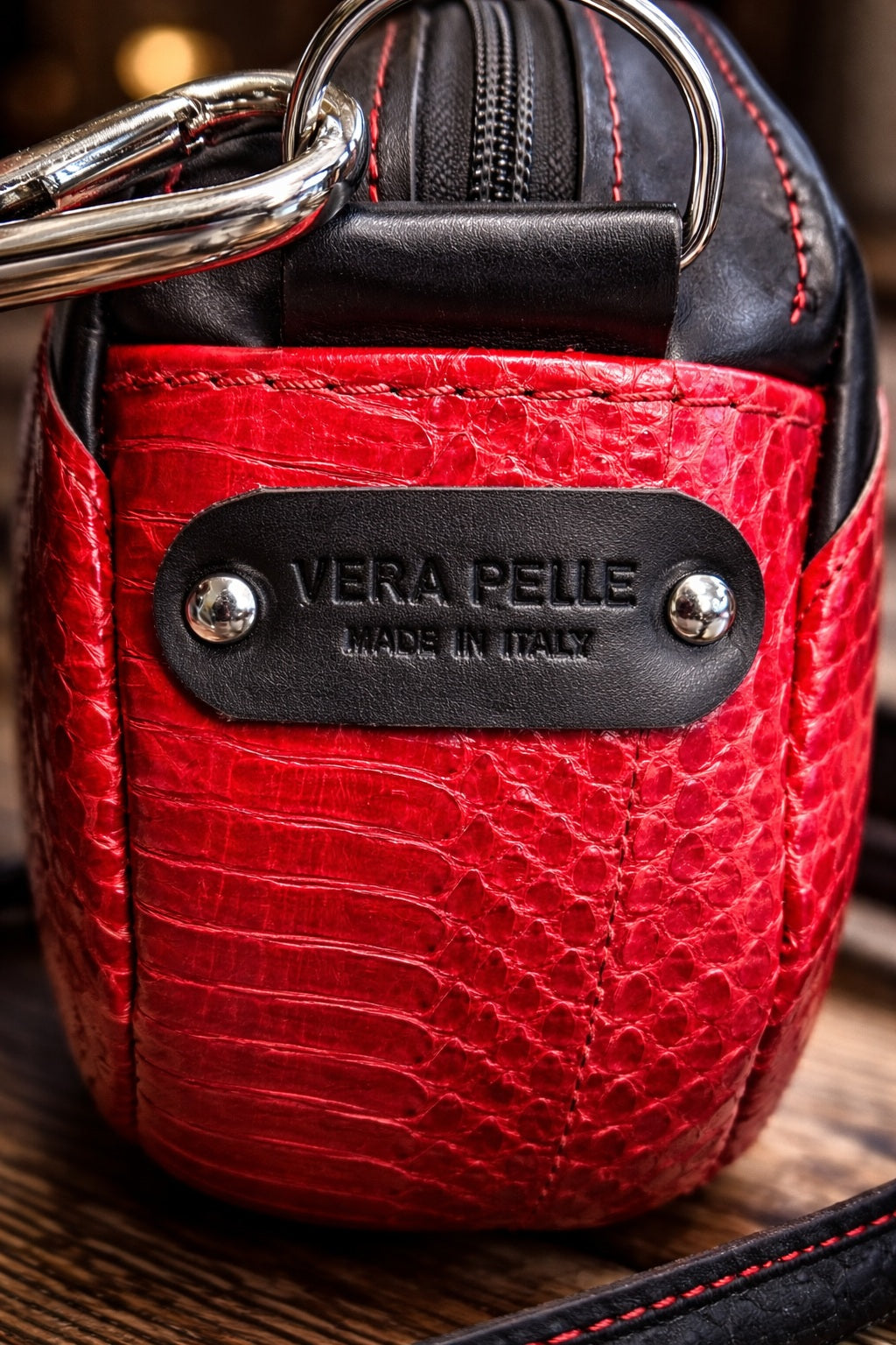 TIGER hand painted leather bag with svarovski