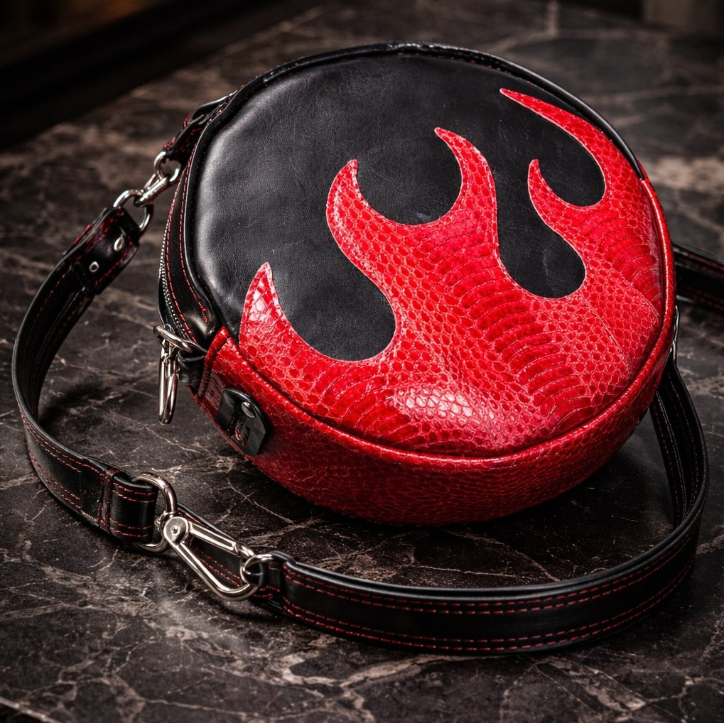 TIGER hand painted leather bag with svarovski