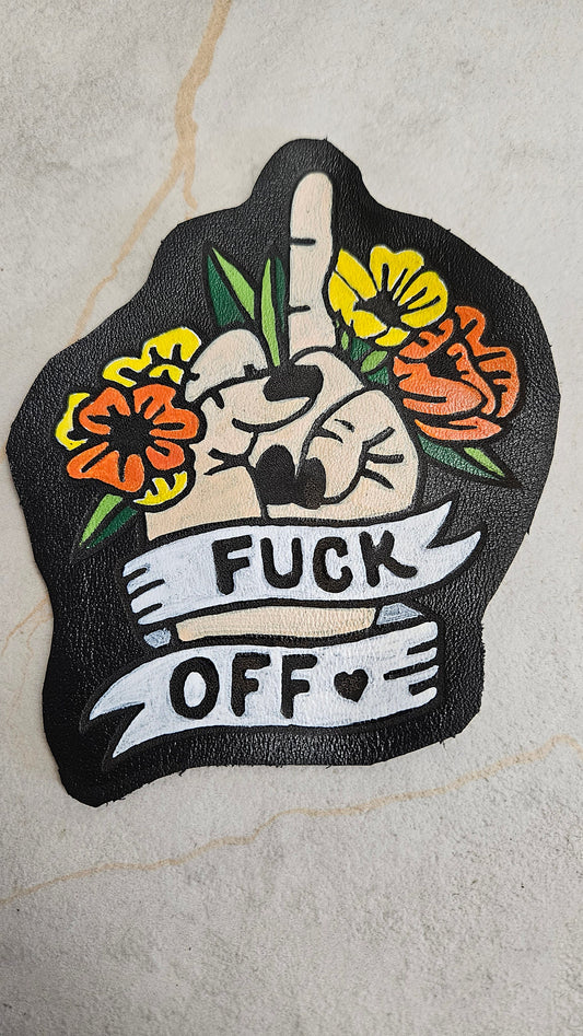 Patch in pelle dipinta a mano FUCK OFF