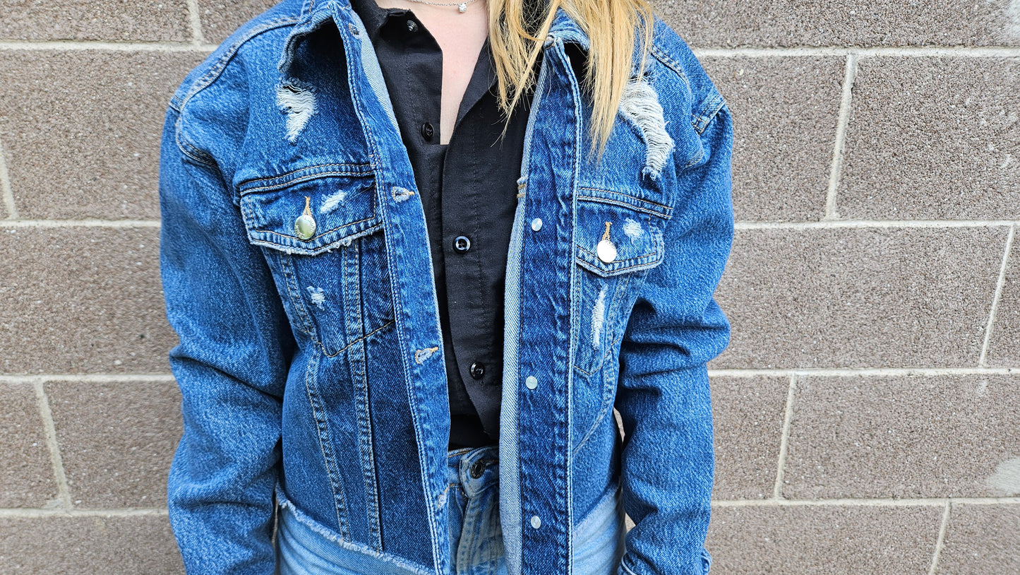 Denim jacket with hand painted INDIANA size M