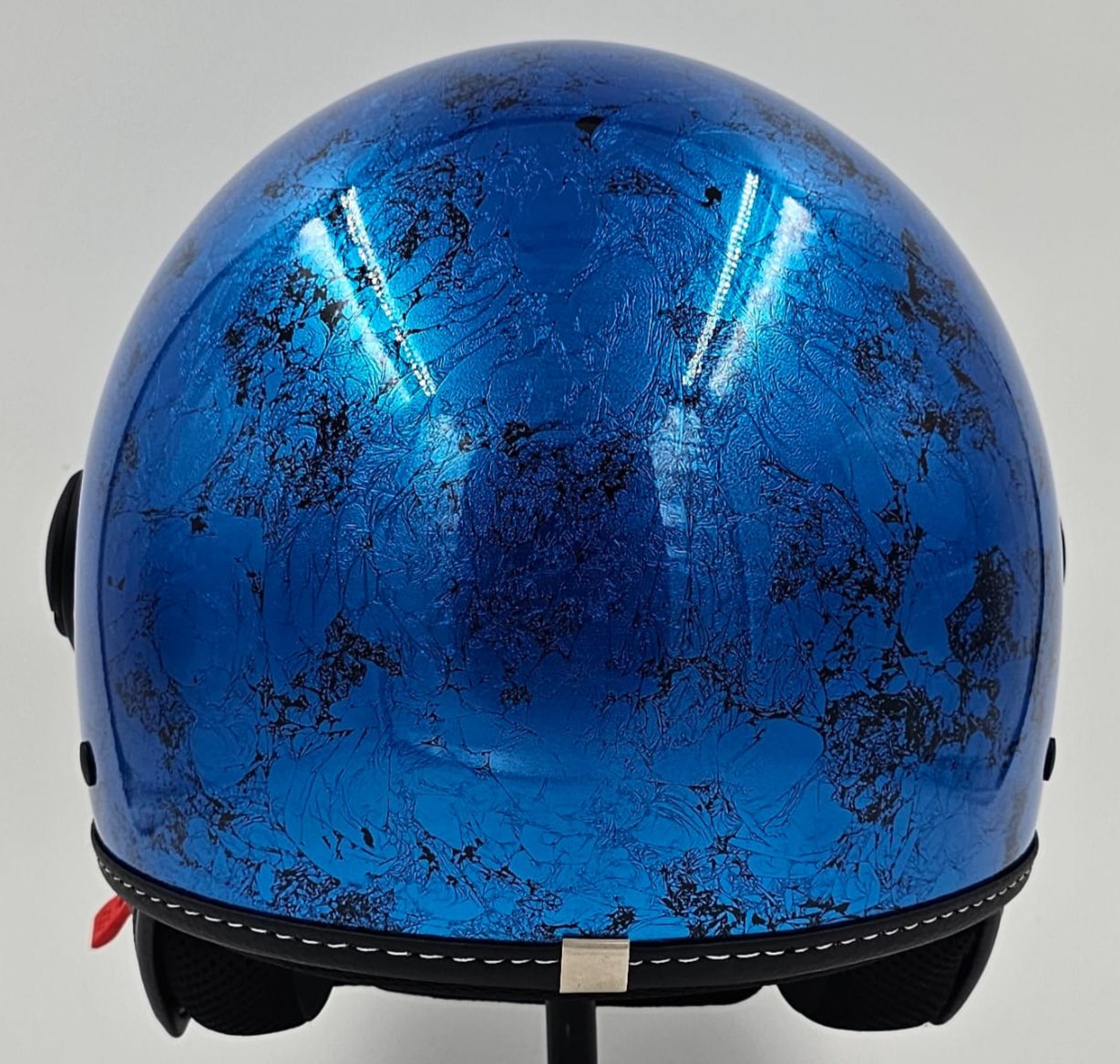 Casco moto jet FOGLIA ARGENTO BLU