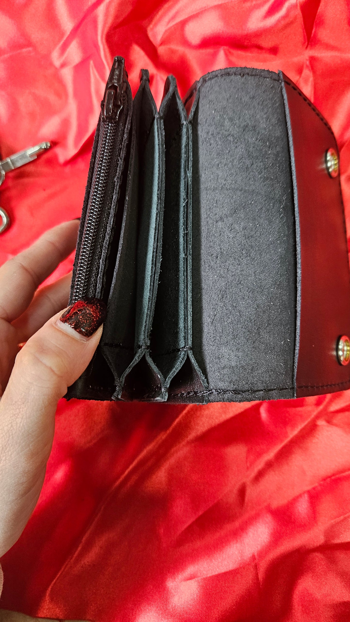 wallet in genuine leather hand painted DRAGON